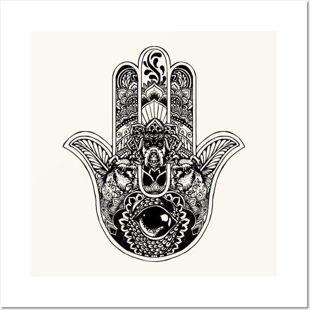 Hamsa Hand Schnauzer Wall Art by huebucket